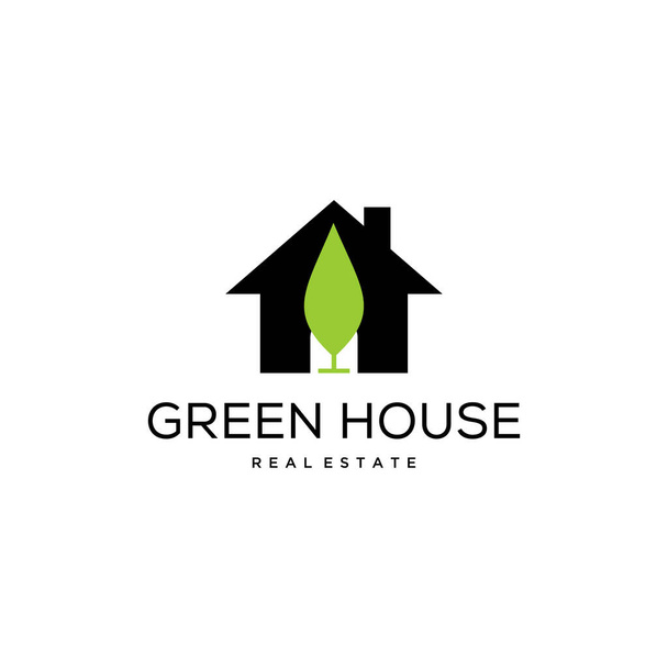 Illustration of a house with an abstract nature pine tree logo design - Vector, Image