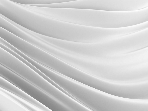 White abstract liquid wavy background. 3d render illustration - Photo, Image
