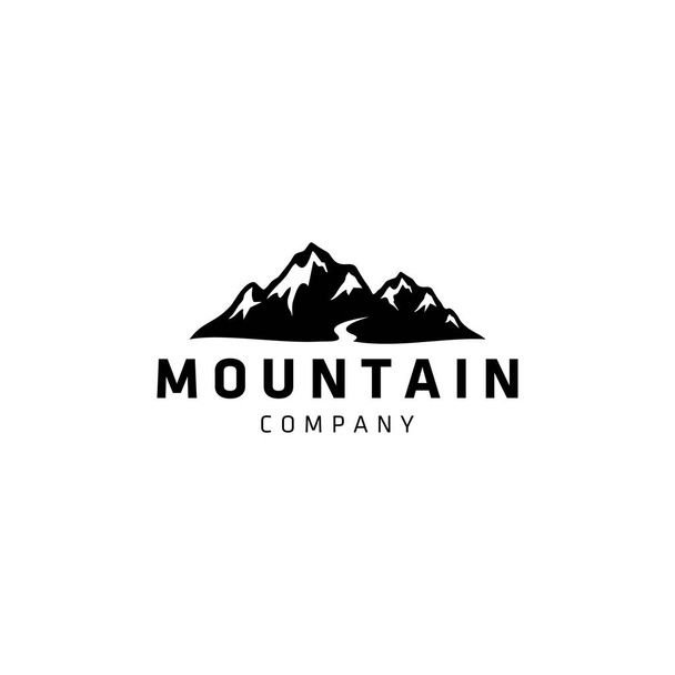 The illustration of Minimalist Landscape Hills Mountain Peaks Vector logo design. - Vector, Image