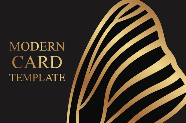 Moderne luxe kaart sjabloon voor bedrijf of presentatie met gouden vlinder vleugel op een donkere achtergrond. - Vector, afbeelding