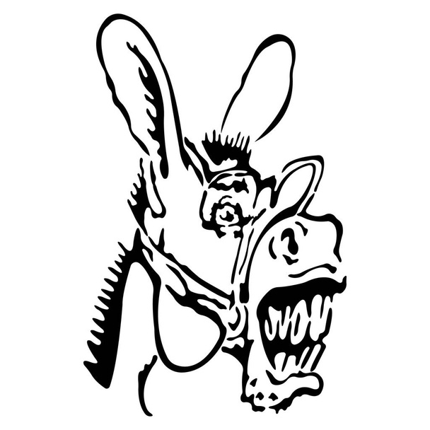 A silhueta do focinho de um burro é desenhada em preto com várias linhas. O design é adequado para o logotipo do animal, tatuagens, decoração, pinturas, lojas de animais de estimação, impressão em camisetas e roupas. Vetor - Vetor, Imagem