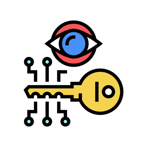 elektronische Schlüssel Vision Farbe Symbol Vektor Illustration - Vektor, Bild
