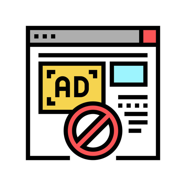 blocked ads web site color icon vector illustration - Vector, Image