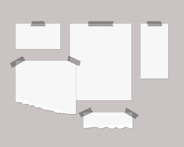 ムードボードモックアップテンプレート。影のオーバーレイと壁に白い紙の空のシート。モックアップベクトル分離。テンプレートデザイン。現実的なベクトル図. - ベクター画像