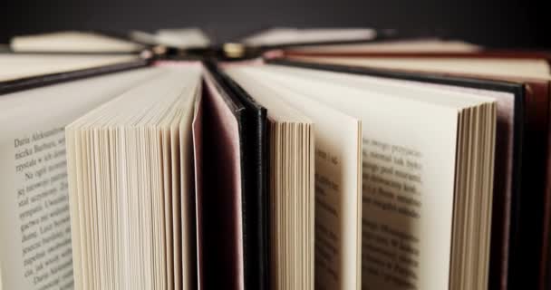 forgó gyönyörű régi könyvek fekete-barna borító - Felvétel, videó