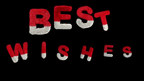 Бунтующий текст Санта-Хари с алфавитом, образующим слово "наилучшие пожелания" - Кадры, видео