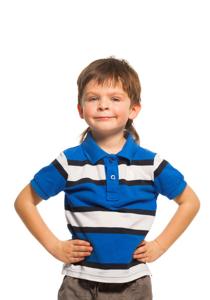 Little boy in blue t-shirt - Фото, изображение