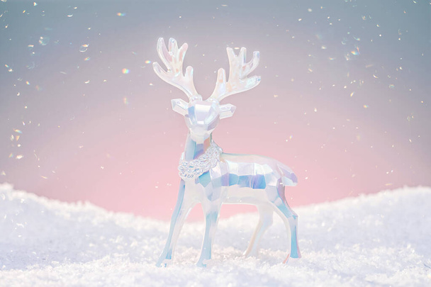 Christmas ornament deer figurine in pastel neon colors - Fotó, kép
