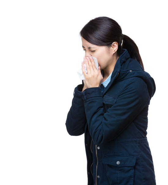 Asia woman sneeze - Photo, Image