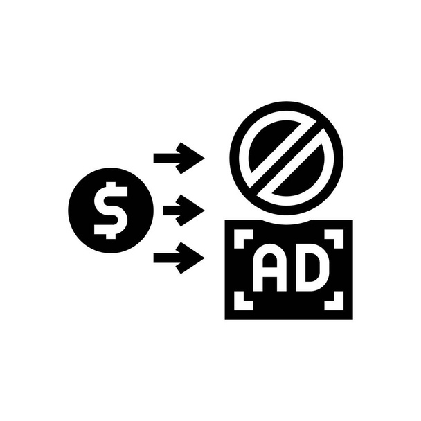 betalen geld voor stop reclame glyph pictogram vector illustratie - Vector, afbeelding