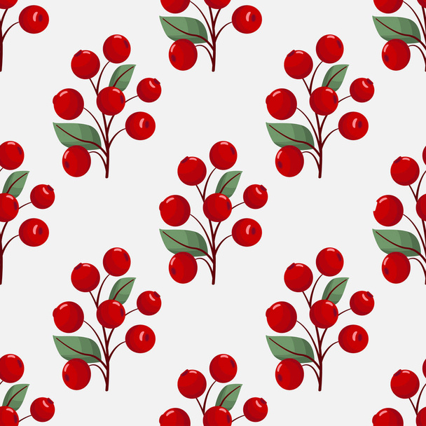Vector seamless pattern with cranberry twigs. - Vector, Imagen
