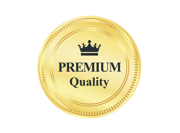 Golden Premium Quality Badge - Vector, Image