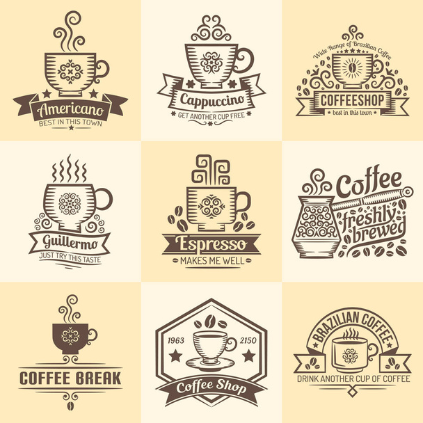 Vintage emblems for coffeehouse - Vector, Imagen