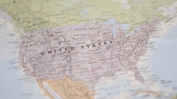 The United States of America on a Colorful and Blurry North America Map - Video, Çekim