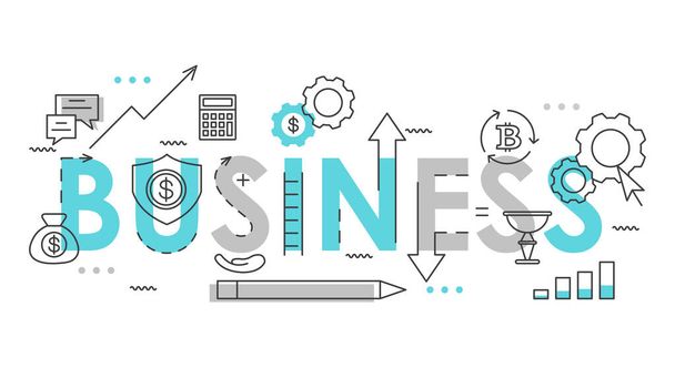 Business word colorful lettering flat vector illustration - Vektor, obrázek