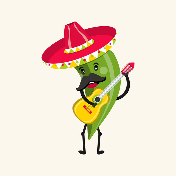 Personajes divertidos de pimienta picante. Cinco de Mayo Mexican Holiday. Ilustración vectorial. - Vector, Imagen