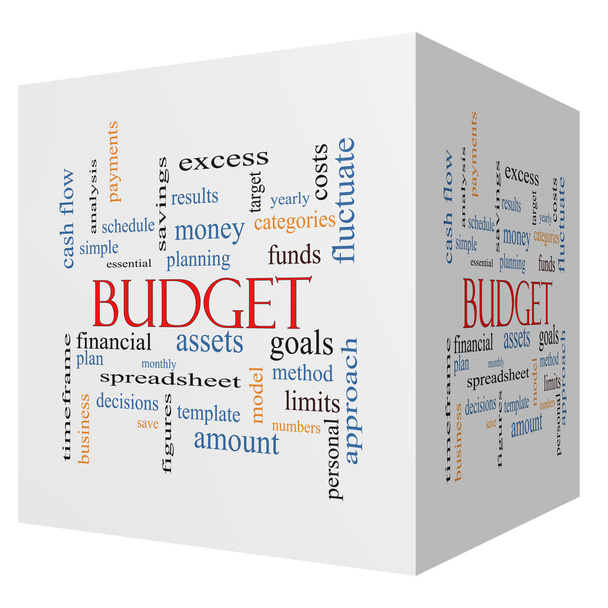 Budget 3D cubo Word Cloud Concept
 - Foto, immagini