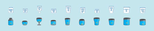 set of effervescent tablet in glass. modern cartoon icon design template with various models. vector illustration isolated on blue background - Vector, Image