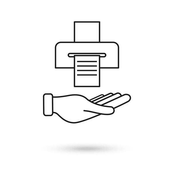 Illustrazione vettoriale dell'icona della stampante a mano, design piatto - Vettoriali, immagini