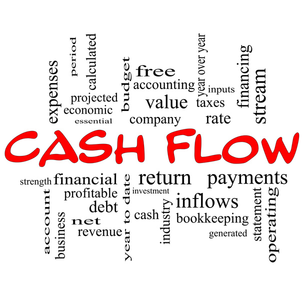 Cash Flow Word Cloud käsite punainen korkit
 - Valokuva, kuva