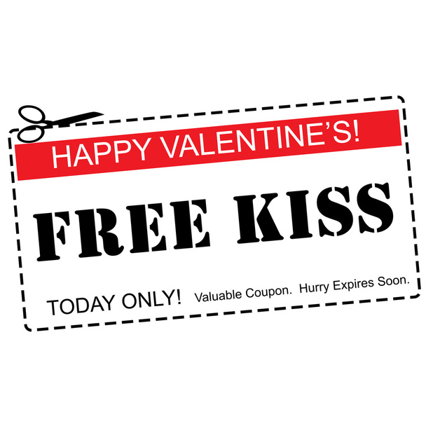 gratis kiss valentine's dag coupon concept - Foto, afbeelding
