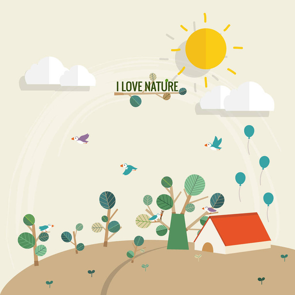 ECO FRIENDLY. Ecology concept with tree background. Vector illustration. - Vettoriali, immagini