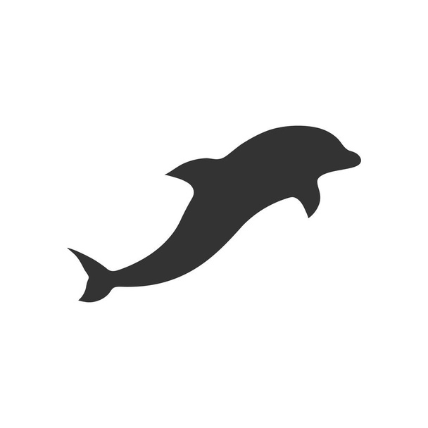 Dolphin silhouette icon. Animal shape vector illustration isolated on white - Vector, Image