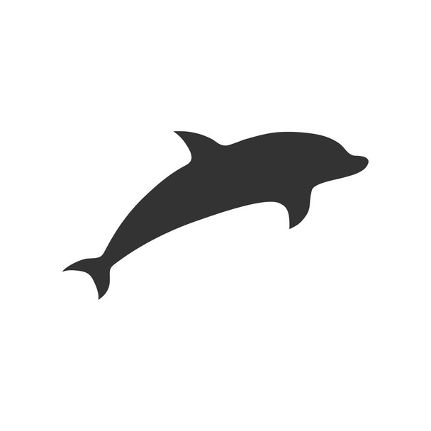 Icono de silueta de delfín. Ilustración vectorial de forma animal aislada en blanco - Vector, imagen