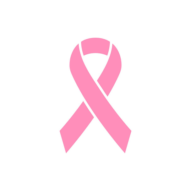 Icona del nastro rosa della consapevolezza. Simbolo del cancro al seno. Illustrazione vettoriale isolata. - Vettoriali, immagini