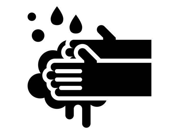 Preto e branco Clip-arte ilustração de lavagem à mão para combater o vírus Corona - Vetor, Imagem