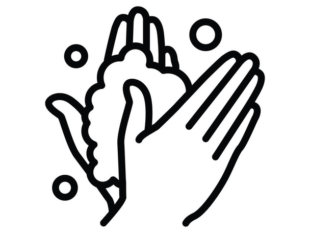 Черно-белый клип-арт о мытье рук для борьбы с коронавирусом - Вектор,изображение