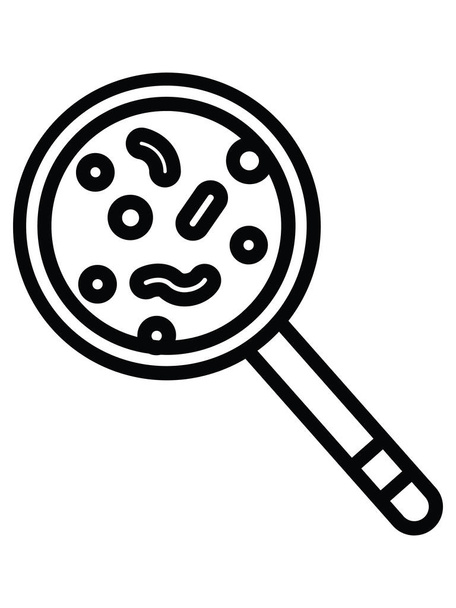 Black and White Clip-art Illustration of Germs Under a Magnifying Glass - Vector, Image