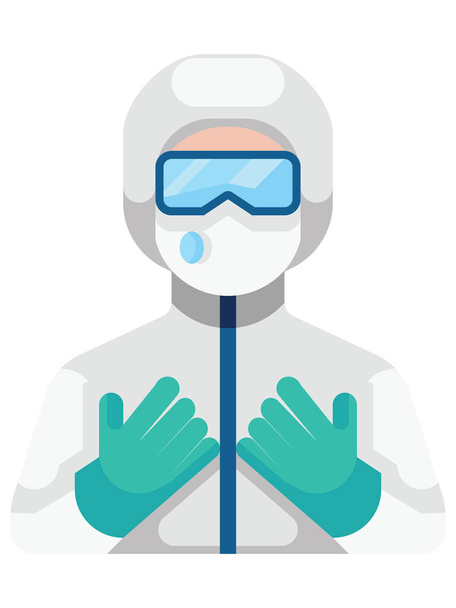 コロナウイルス対策の完全保護ギアを装着した医療従事者のクリップアートイラスト - ベクター画像
