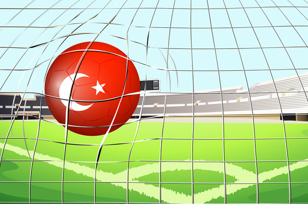 トルコの旗とサッカー ボール - ベクター画像