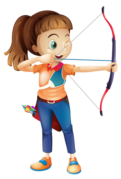 Uma jovem que joga tiro com arco
 - Vetor, Imagem