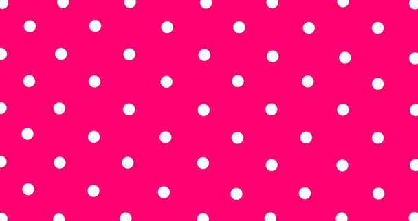 Große weiße Tupfen auf rosa, nahtlosem Hintergrund. Nahtloses Muster aus großen weißen Tupfen auf rosa Hintergrund für Kunst, Kunsthandwerk, Stoffe, Dekoration, Alben und Bücher. - Foto, Bild