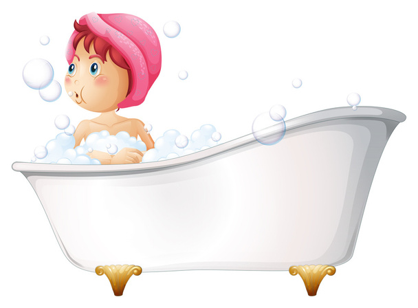 Nuori tyttö kylvyssä
 - Vektori, kuva