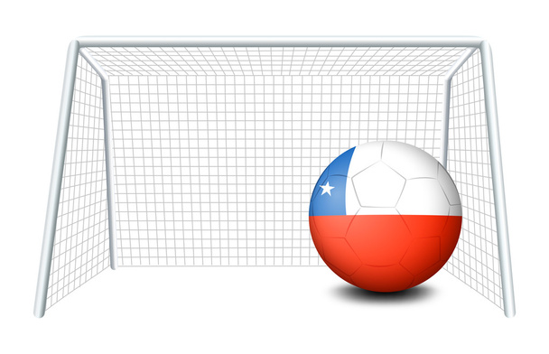 チリの旗とサッカー ボール - ベクター画像