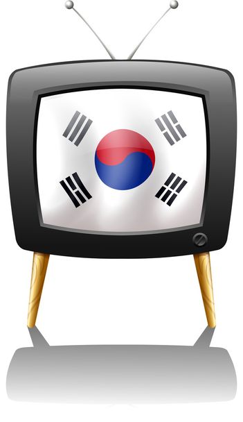 韓国の国旗付きテレビ - ベクター画像