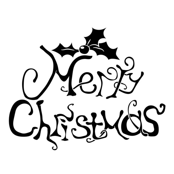 Vector illustration of black isolated text Christmas on white background. Simple flat style. - Vektor, kép