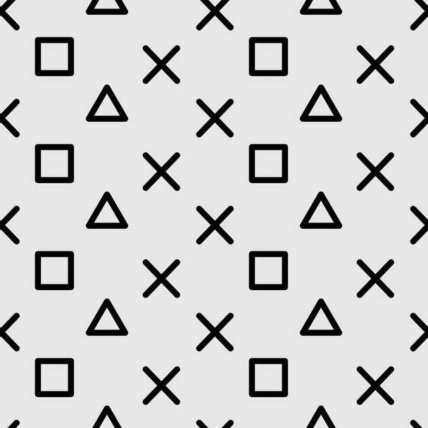 Seamless geometric pattern of X marks, squares and triangles - Vector, Image