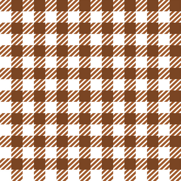 Brown White Gingham Lumberjack Buffalo tartan Checkered plaid seamless pattern. Texture for fabric, tablecloths, clothes, shirts, dresses, paper, bedding, blankets, quilts ,textile.Geometric design. - Vector, Image