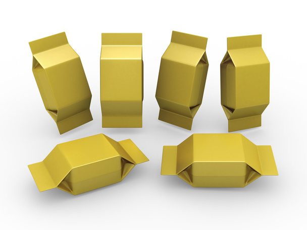 Gouden leeg pakket voor vierkante vorm product met uitknippad - Foto, afbeelding
