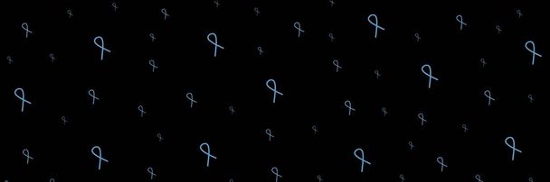 Blue ribbon diabetes awareness. Modern style logo illustration for november month awareness campaigns. Long Banner - Photo, Image