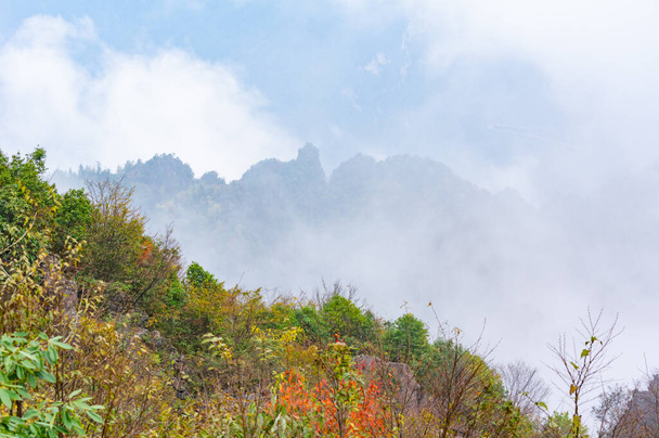 江西グランドキャニオン風景区、湖北省、中国の秋の風景 - 写真・画像