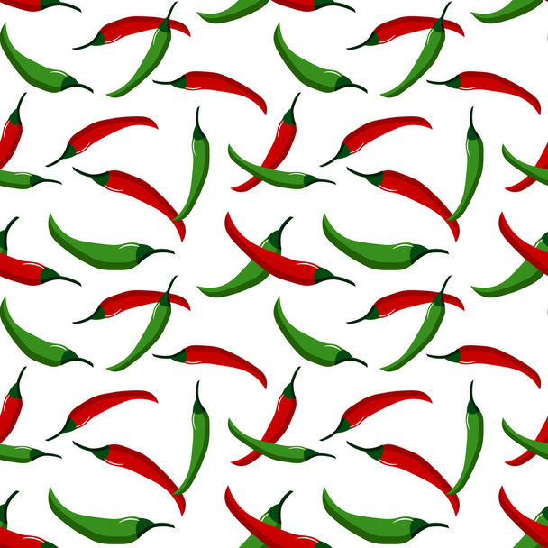 Μοτίβο με καυτερές κόκκινες και πράσινες πιπεριές. - Διάνυσμα, εικόνα