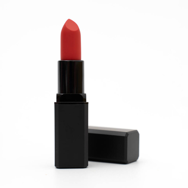 red lipstick isolated on white background - Foto, afbeelding
