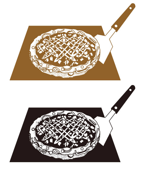 Ilustrace Okonomiyaki (Japonská slaná palačinka). - Fotografie, Obrázek