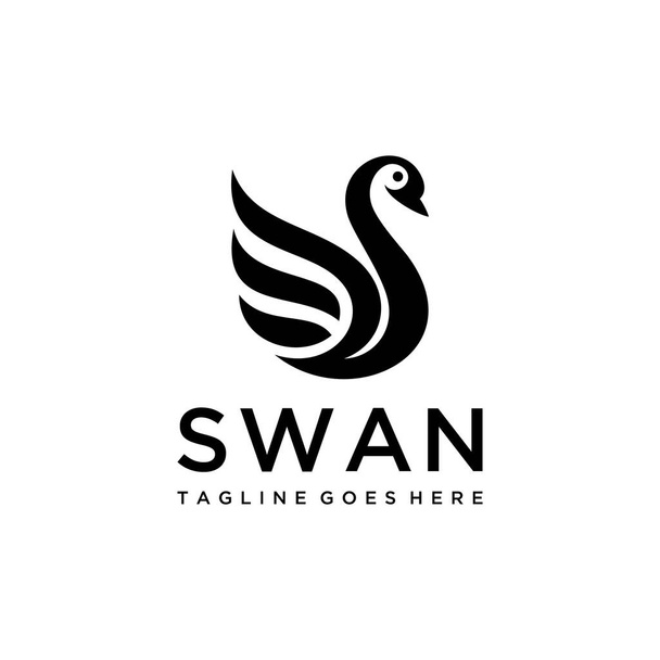 Illustration Modèle de conception de logo de silhouette d'oiseau de cygne de luxe simple - Vecteur, image