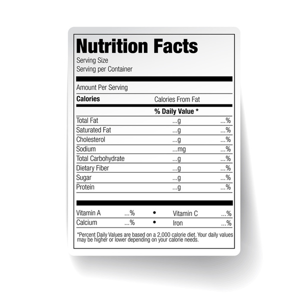 Nährwertfaktoren Lebensmittelkennzeichnung - Vektor, Bild